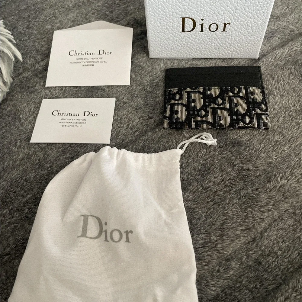 Dior Monogram Card Holder in Black and Cream